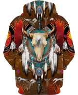 Native American Bison Skull 3D Full Printing Hoodie