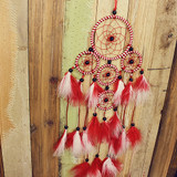 Red White Feathers Dream Catcher Handmade