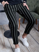 Men Vertical Stripe Drawstring Pants