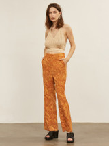 PREMIUM CORDUROY PAISLEY PRINT FLARE LEG PANTS