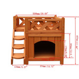 Pet Wooden House with Balcony