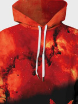 Men Colorblock Bat Print Drawstring Hoodie