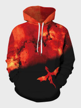 Men Colorblock Bat Print Drawstring Hoodie