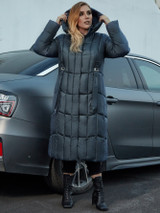 Astrid Plus Zip Up Pocket Side Hooded Puffer Coat