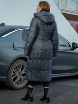 Astrid Plus Zip Up Pocket Side Hooded Puffer Coat