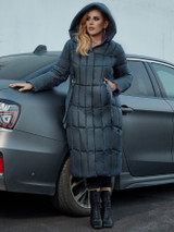 Astrid Plus Zip Up Pocket Side Hooded Puffer Coat