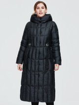Astrid Plus Zip Up Pocket Side Hooded Puffer Coat