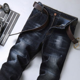 Men Classic Blue Black Slim-fit Jeans