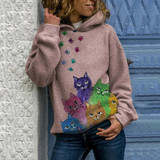 Cat Print Hoodie Sweatshirt