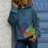 Cat Print Hoodie Sweatshirt