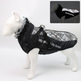 Large Dog Fur Collar Waterproof Coat With Removable Harness