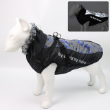 Large Dog Fur Collar Waterproof Coat With Removable Harness