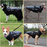 Large Dog Fur Collar Waterproof Coat With Removable Harness