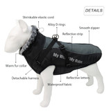 Large Dog Fur Collar Waterproof Coat With Removable Harness