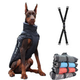 Large Dog Fur Collar Waterproof Coat With Removable Harness