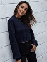 Mock Neck Drop Shoulder Crop Top