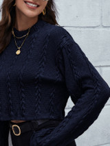 Mock Neck Drop Shoulder Crop Top