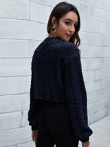 Mock Neck Drop Shoulder Crop Top