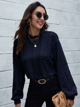 Mock Neck Drop Shoulder Crop Top