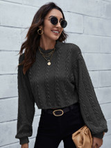 Mock Neck Drop Shoulder Crop Top
