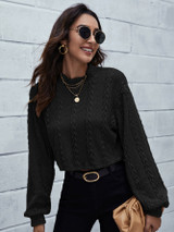 Mock Neck Drop Shoulder Crop Top