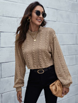 Mock Neck Drop Shoulder Crop Top