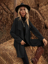 Waterfall Collar Drawstring Trench Coat