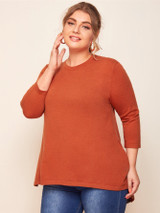 Plus Leopard Pattern High-low Hem Sweater