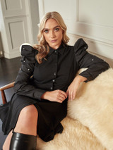 Plus Pearl Beaded Gigot Sleeve Shirt Dress