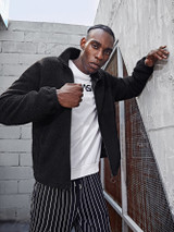 Men Drop Shoulder Zipper Placket Teddy Jacket
