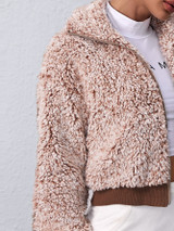 Drop Shoulder Teddy Jacket