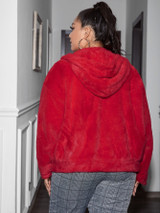 Plus Zip Up Pocket Front Faux Fur Hooded Coat Plus Zip Up Pocket Front Faux Fur Hooded Coat
