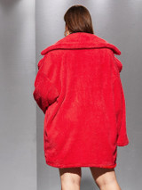 Plus Lapel Neck Button Up Teddy Coat