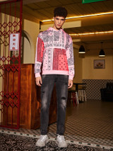 Men Paisley Print Colorblock Hoodie