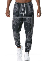 Men Paisley Print Drawstring Waist Sweatpants