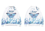 LENSTID  Blue Fire Flame Butterfly Harajuku T-shirts