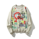 GONTHWID Graffiti Letter Pullover Sweatshirt