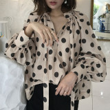 Spring / Summer -  13 Colors Celmia Elegant Office Ruffles Blouses Women 2021 Fashion Lantern Sleeve Bow Tie OL Tops Casual Polka Dot Shirt Blusas