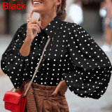 Spring / Summer -  Women Blouses 2021 Polka Dot Shirt 5XL Celmia Long Lantern Sleeve Lapel Neck Elegant Office Ladies Stylish Tops Plus Size
