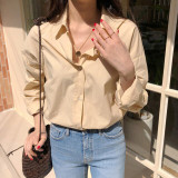 Spring / Summer -  BGTEEVER Casual Loose Women Blouses Shirts Minimalist Single-breasted Female Blue Shirts Oversized femme