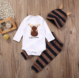 Baby Boys Clothing Sets Xmas Little moose Newborn Baby Boy Girls Clothes Long Sleeve Romper Jumpsuit Long Pants +hat Outfits