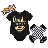 Summer 2020 Newborn Baby Boy Girl Clothes Set Top Romper Leg Warmer Bow Headband Outfits Set