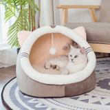 Warm Cozy Pet Bed Dog & Cat Beds House Winter Sleeping Bag Portable Indoor Nest Puppies Tent with Removable Cushion Collapsible
