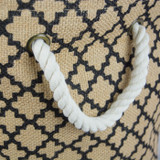 Burlap Bin Lattice Black Round Large 15X16X16 - Basket and Storage