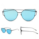 Cat Eye Sunglasses Women Brand Designer Twin-Beams Sun Glasses Mirror Sunglasses