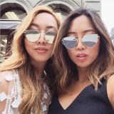 Cat Eye Sunglasses Women Brand Designer Twin-Beams Sun Glasses Mirror Sunglasses
