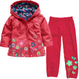 Girls Raincoat Sets Hoodie Jackets Pants Kids Clothes Sport Suit