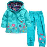 Girls Raincoat Sets Hoodie Jackets Pants Kids Clothes Sport Suit
