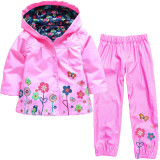 Girls Raincoat Sets Hoodie Jackets Pants Kids Clothes Sport Suit