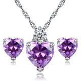 Fashion Crystal Heart Necklace & Earrings Sets Fashion Crystal Heart Necklace & Earrings Sets